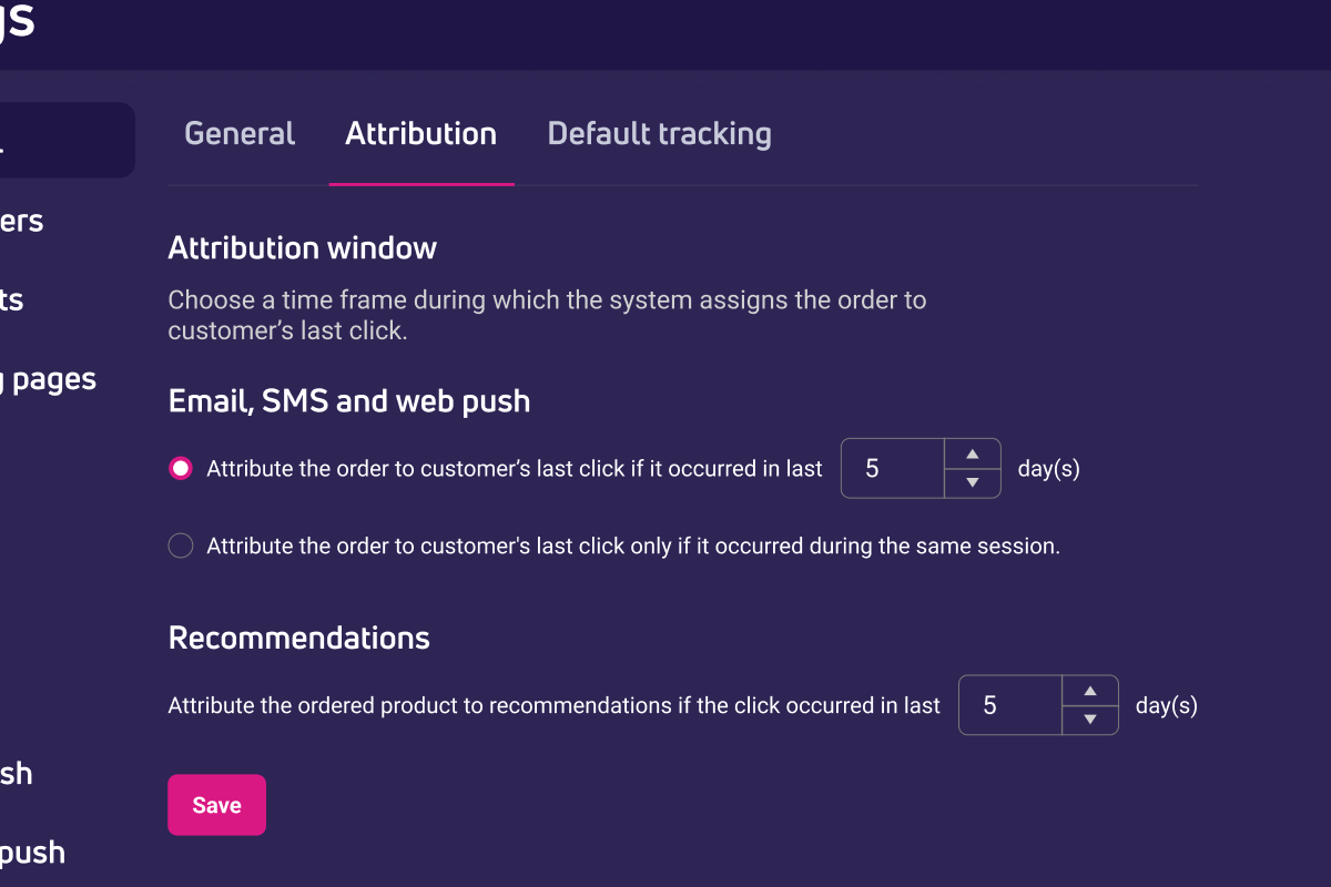 Custom attribution window for web tracking