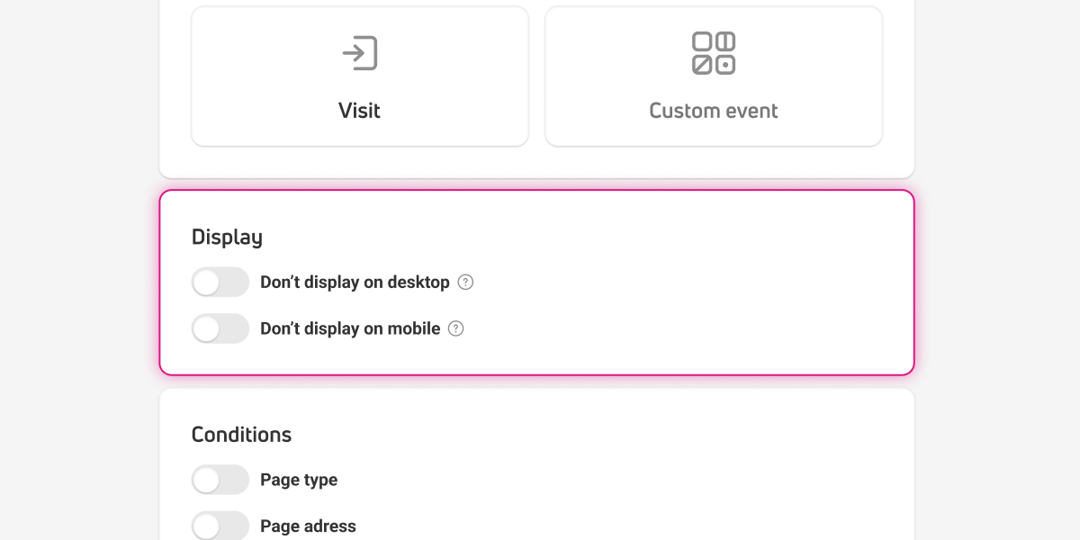 Control banner and popup display by device type