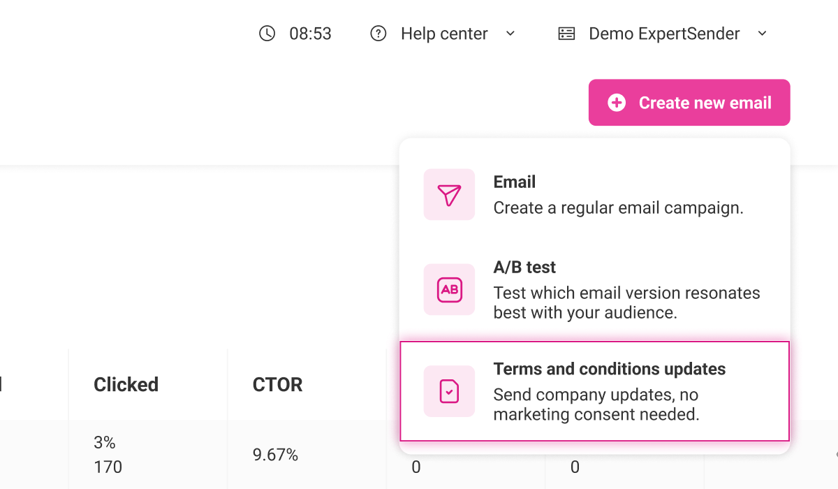 Terms & Conditions mode in email messages
