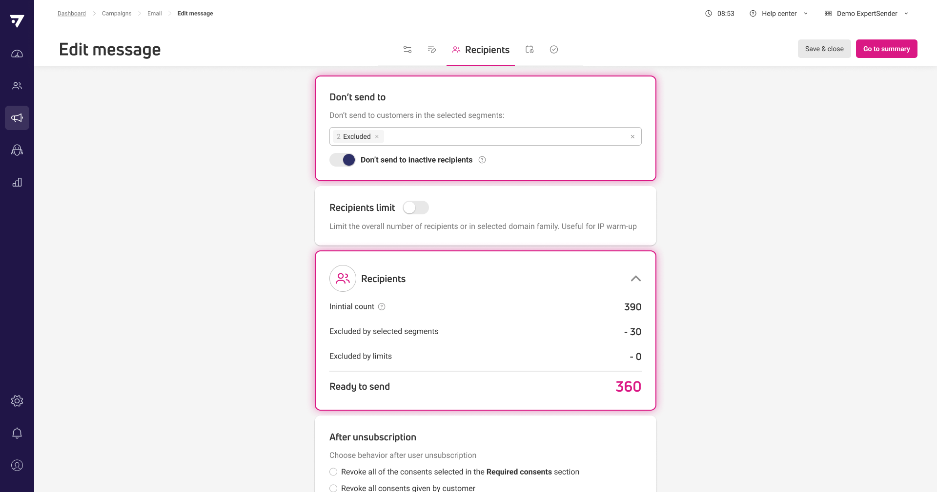 Exclude segments and inactive customers from email newsletters