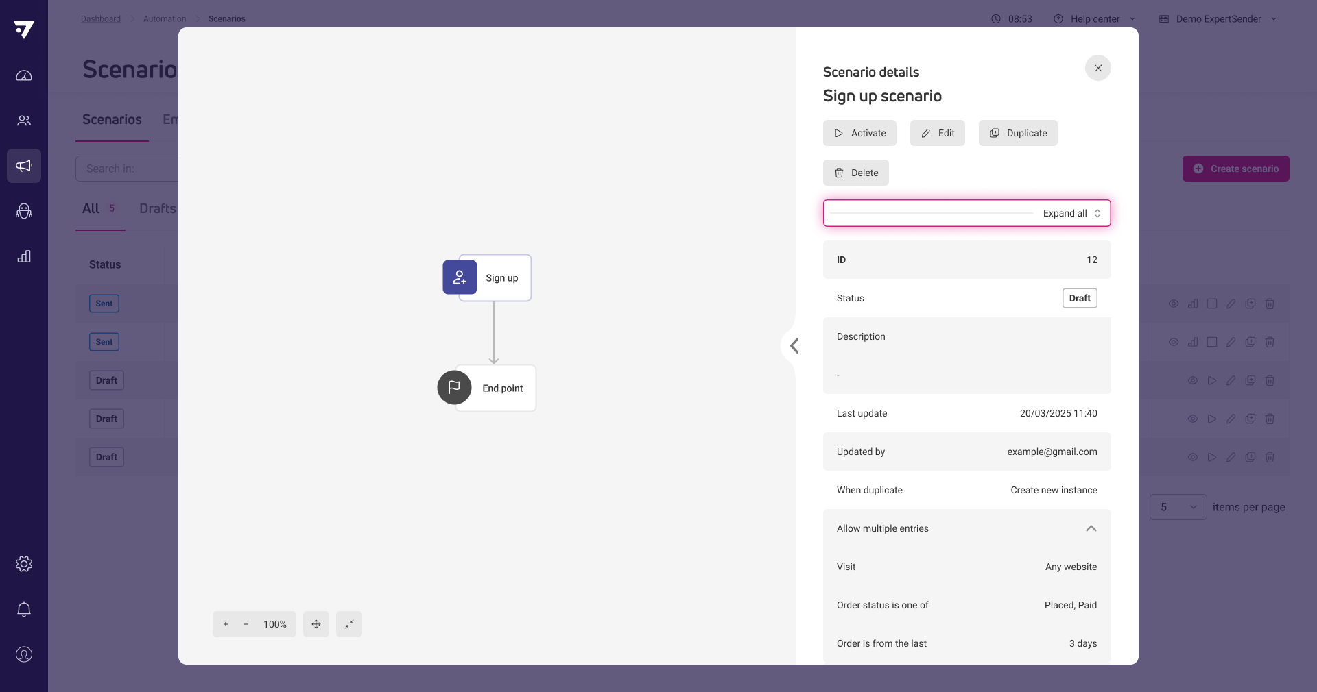 Expand or collapse all sections in preview and details views
