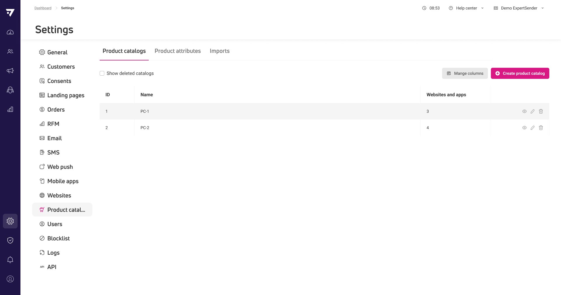 Product catalogs can be shared across websites and mobile apps