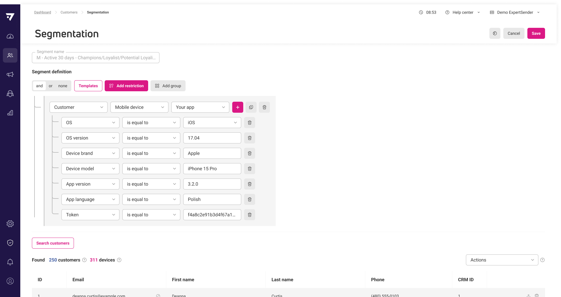Segment customers by mobile device attributes