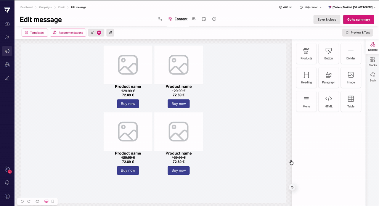 Preview and test email messages before sending